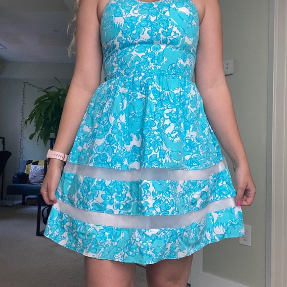 Lilly Pulitzer Ollie Fit & Flare Shorley Blue - Picture 2 of 2